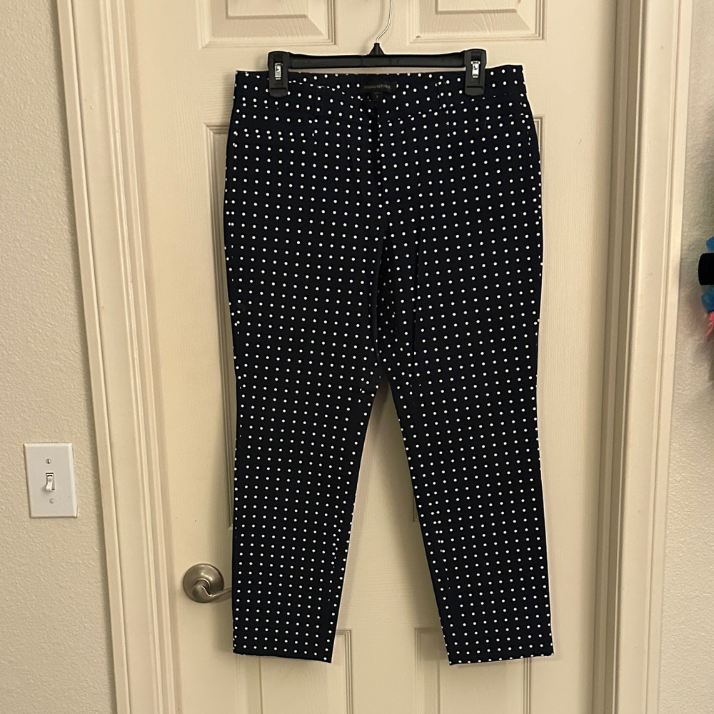Banana Republic Sloan Blue and White Polka Dot Pants